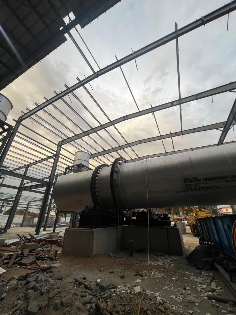 Twin Rotary Drums Under Erected Shed — FTP site work, Erode
